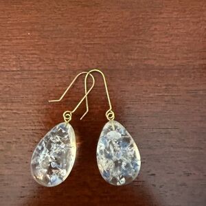 Gold and Clear Teardrop Earrings